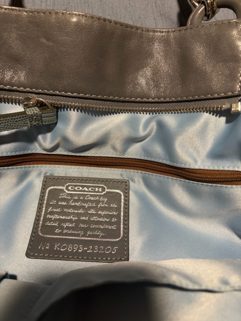 COACH LEGACY NS METALLIC GRAY XL LEATHER BUSINESS TOTE - Picture 4 of 7